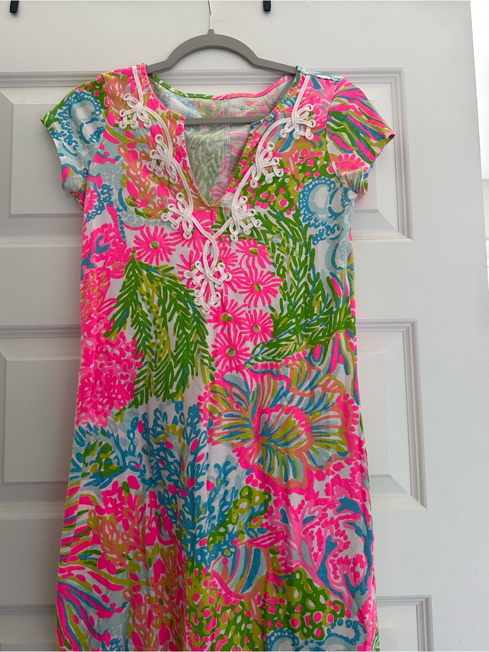 Lilly Pulitzer Neon Floral tshirt dress with Rope Trim